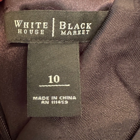 White House Black Market black floral jacquard fit-and-flare midi dress. - Picture 5 of 7